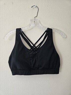 Champion Black Strappy Mesh-Panel Sports Bra